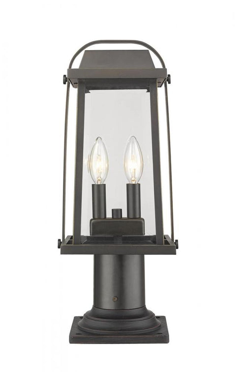 Z-Lite Millworks 2 Light Outdoor Pier Mounted Fixture in Black Finish Model: 574PHMR-533PM-BK