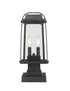 Z-Lite Millworks 2 Light Outdoor Pier Mounted Fixture in Black Finish Model: 574PHMS-SQPM-BK