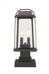 Z-Lite Millworks 2 Light Outdoor Pier Mounted Fixture in Black Finish Model: 574PHMS-SQPM-BK