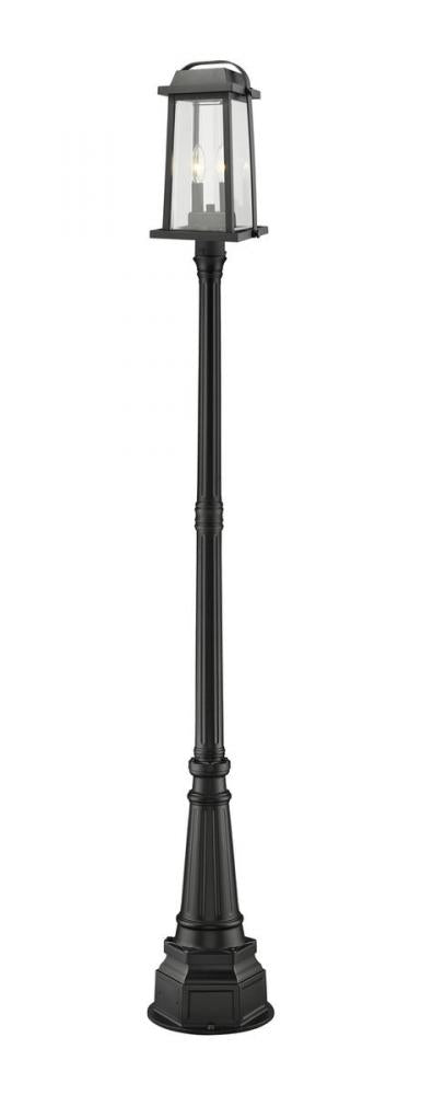 Z-Lite Millworks 2 Light Outdoor Post Mounted Fixture in Black Finish Model: 574PHMR-564P-BK