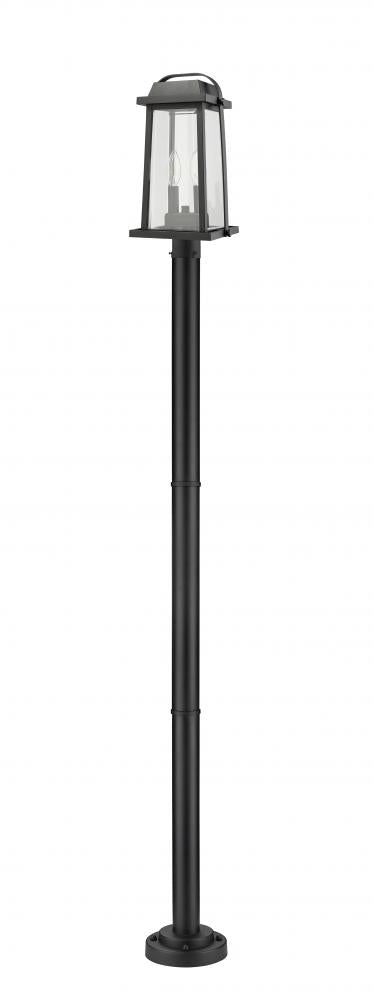 Z-Lite Millworks 2 Light Outdoor Post Mounted Fixture in Black Finish Model: 574PHMR-567P-BK