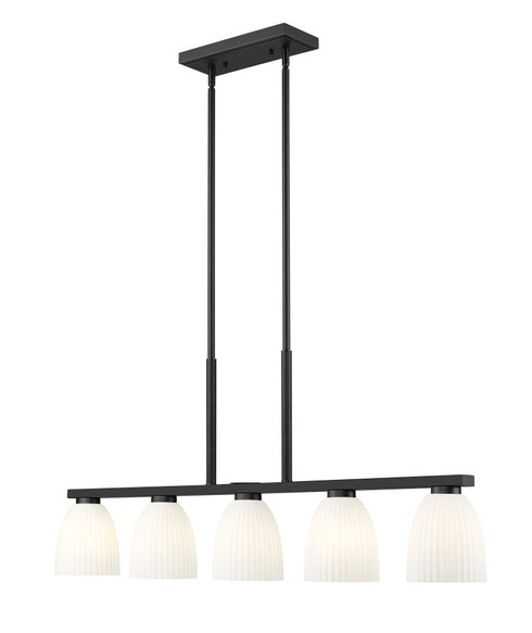 Z-Lite Naya 5 Light Linear Chandelier in Matte Black Finish Model: 7518-5L-MB