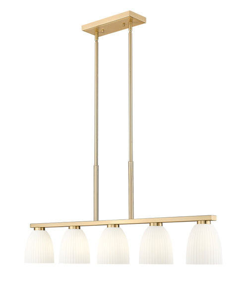 Z-Lite Naya 5 Light Linear Chandelier in Matte Black Finish Model: 7518-5L-MB