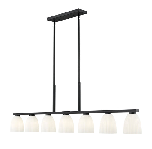 Z-Lite Naya 7 Light Linear Chandelier in Matte Black Finish Model: 7518-7L-MB