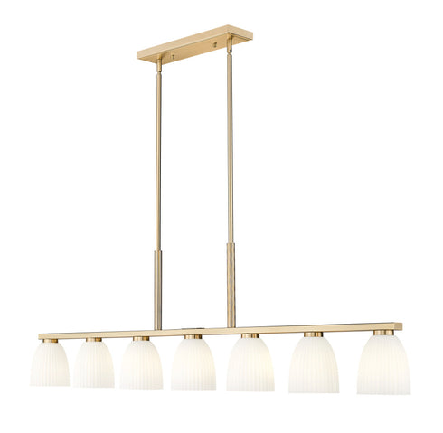 Z-Lite Naya 7 Light Linear Chandelier in Matte Black Finish Model: 7518-7L-MB