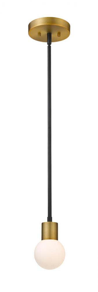 Z-Lite Neutra 1 Light Pendant in Matte Black + Foundry Brass Finish Model: 621MP-MB-FB