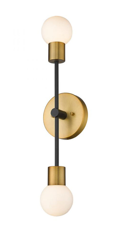 Z-Lite Neutra 2 Light Wall Sconce in Matte Black + Foundry Brass Finish Model: 621-2S-MB-FB