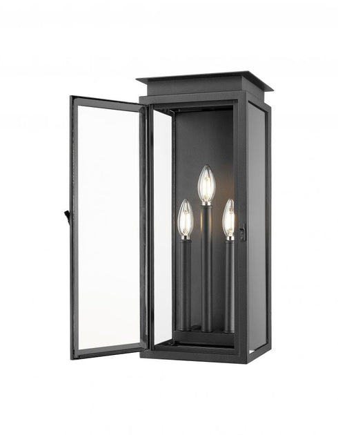 Z-Lite Nova 3 Light Outdoor Wall Light in Black Finish Model: 5018M-BK