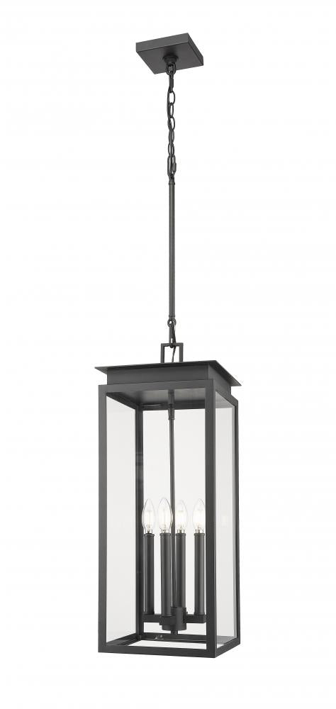Z-Lite Nova 4 Light Outdoor Chain Mount Ceiling Fixture in Black Finish Model: 5018CHB-BK