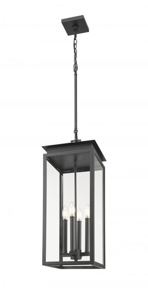 Z-Lite Nova 4 Light Outdoor Chain Mount Ceiling Fixture in Black Finish Model: 5018CHB-BK