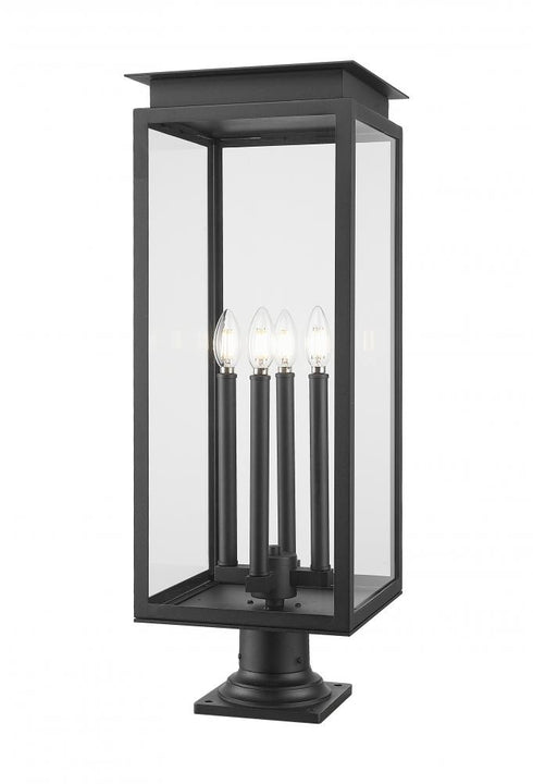 Z-Lite Nova 4 Light Outdoor Pier Mounted Fixture in Black Finish Model: 5018PHBR-533PM-BK