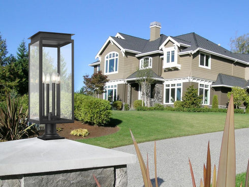 Z-Lite Nova 4 Light Outdoor Pier Mounted Fixture in Black Finish Model: 5018PHBR-533PM-BK