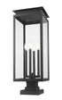 Z-Lite Nova 4 Light Outdoor Pier Mounted Fixture in Black Finish Model: 5018PHBS-SQPM-BK