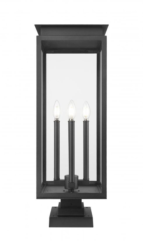Z-Lite Nova 4 Light Outdoor Pier Mounted Fixture in Black Finish Model: 5018PHBS-SQPM-BK