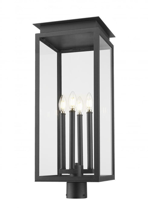 Z-Lite Nova 4 Light Outdoor Post Mount Fixture in Black Finish Model: 5018PHBR-BK