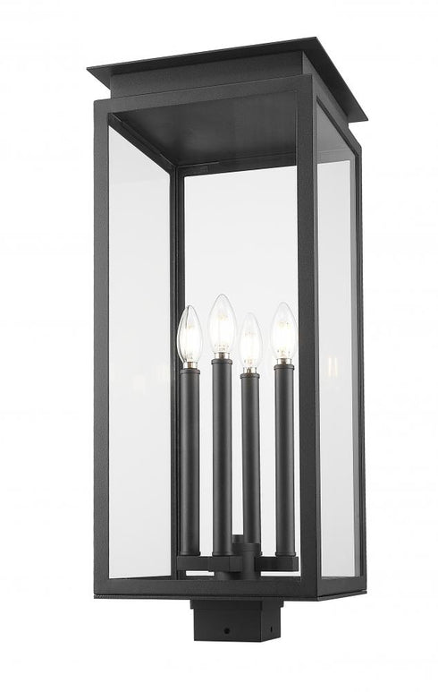 Z-Lite Nova 4 Light Outdoor Post Mount Fixture in Black Finish Model: 5018PHBS-BK