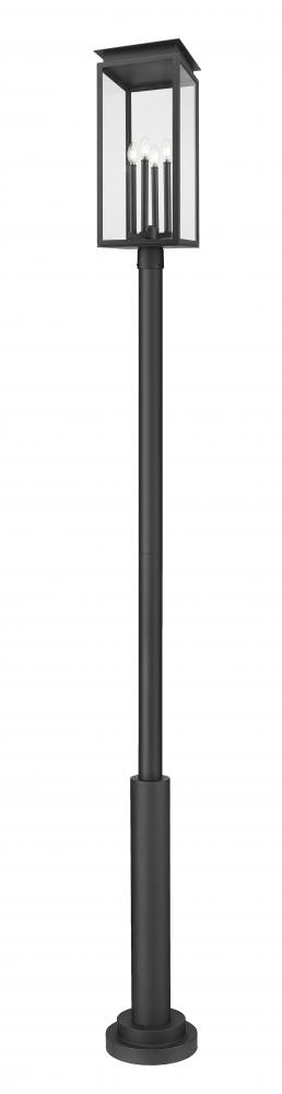 Z-Lite Nova 4 Light Outdoor Post Mounted Fixture in Black Finish Model: 5018PHBR-5010P-BK