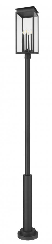 Z-Lite Nova 4 Light Outdoor Post Mounted Fixture in Black Finish Model: 5018PHBR-5010P-BK