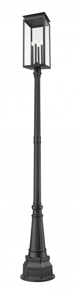 Z-Lite Nova 4 Light Outdoor Post Mounted Fixture in Black Finish Model: 5018PHBR-564P-BK