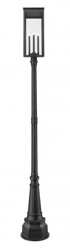 Z-Lite Nova 4 Light Outdoor Post Mounted Fixture in Black Finish Model: 5018PHBR-564P-BK