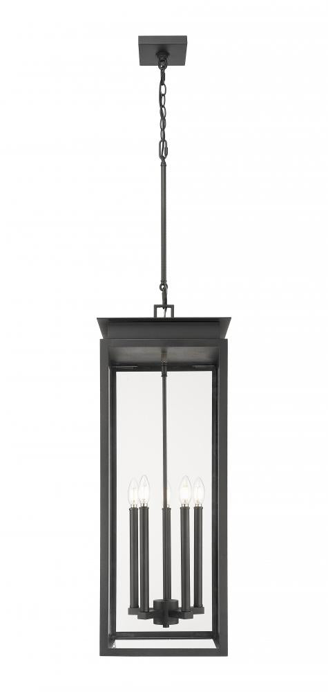 Z-Lite Nova 5 Light Outdoor Chain Mount Ceiling Fixture in Black Finish Model: 5018CHXL-BK