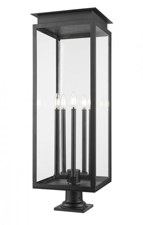 Z-Lite Nova 5 Light Outdoor Pier Mounted Fixture in Black Finish Model: 5018PHXLR-533PM-BK