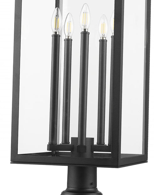 Z-Lite Nova 5 Light Outdoor Pier Mounted Fixture in Black Finish Model: 5018PHXLR-533PM-BK