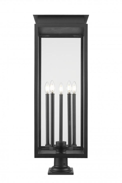 Z-Lite Nova 5 Light Outdoor Pier Mounted Fixture in Black Finish Model: 5018PHXLR-533PM-BK