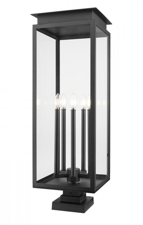 Z-Lite Nova 5 Light Outdoor Pier Mounted Fixture in Black Finish Model: 5018PHXLS-SQPM-BK