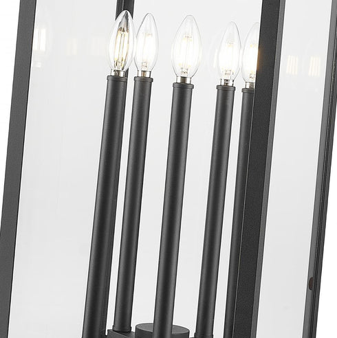 Z-Lite Nova 5 Light Outdoor Pier Mounted Fixture in Black Finish Model: 5018PHXLS-SQPM-BK