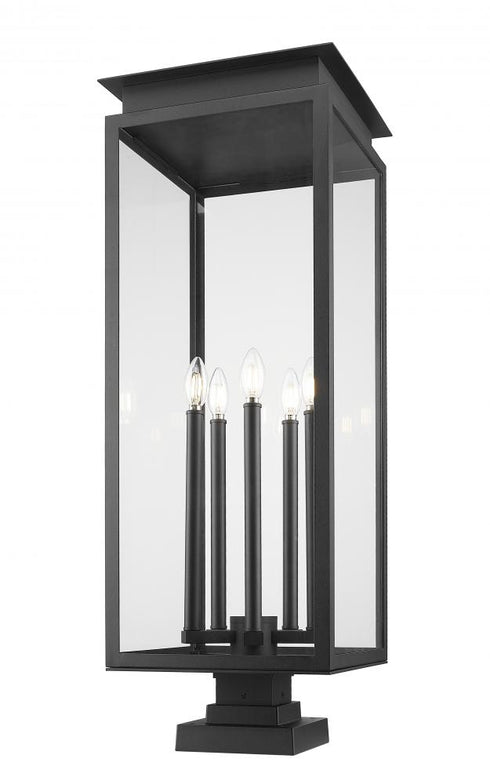 Z-Lite Nova 5 Light Outdoor Pier Mounted Fixture in Black Finish Model: 5018PHXLS-SQPM-BK