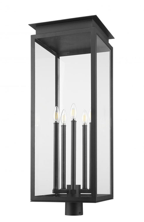 Z-Lite Nova 5 Light Outdoor Post Mount Fixture in Black Finish Model: 5018PHXLR-BK