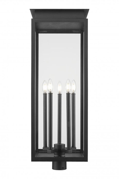 Z-Lite Nova 5 Light Outdoor Post Mount Fixture in Black Finish Model: 5018PHXLR-BK