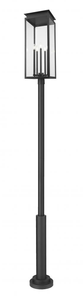 Z-Lite Nova 5 Light Outdoor Post Mounted Fixture in Black Finish Model: 5018PHXLR-5010P-BK