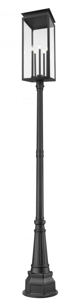 Z-Lite Nova 5 Light Outdoor Post Mounted Fixture in Black Finish Model: 5018PHXLR-564P-BK