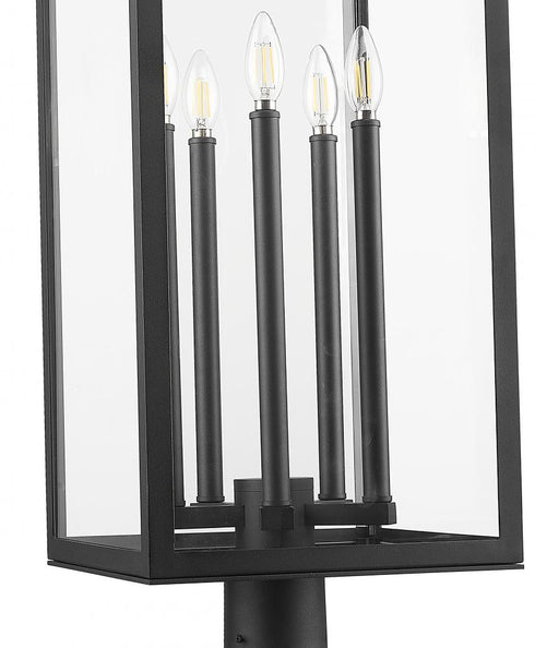 Z-Lite Nova 5 Light Outdoor Post Mounted Fixture in Black Finish Model: 5018PHXLR-564P-BK