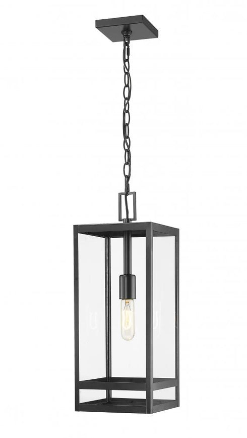 Z-Lite Nuri 1 Light Outdoor Chain Mount Ceiling Fixture in Black Finish Model: 596CHB-BK