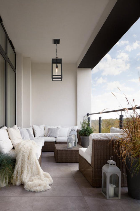 Z-Lite Nuri 1 Light Outdoor Chain Mount Ceiling Fixture in Black Finish Model: 596CHB-BK