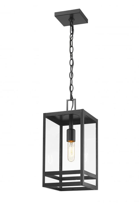 Z-Lite Nuri 1 Light Outdoor Chain Mount Ceiling Fixture in Black Finish Model: 596CHM-BK