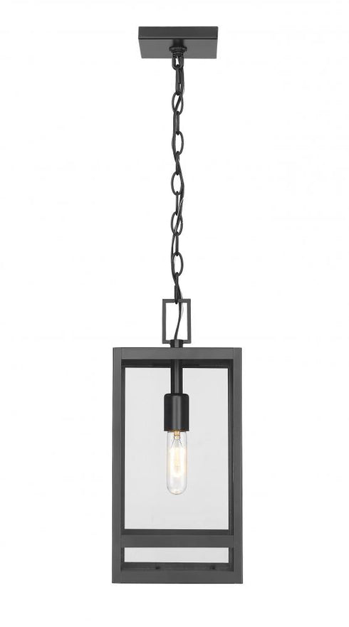 Z-Lite Nuri 1 Light Outdoor Chain Mount Ceiling Fixture in Black Finish Model: 596CHM-BK