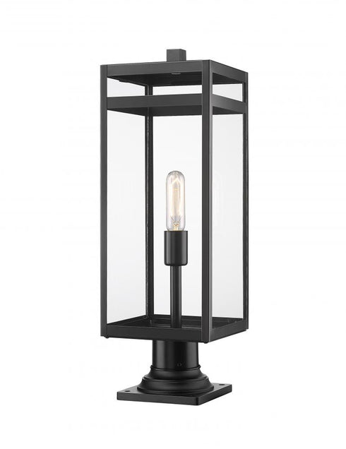 Z-Lite Nuri 1 Light Outdoor Pier Mounted Fixture in Black Finish Model: 596PHBR-533PM-BK
