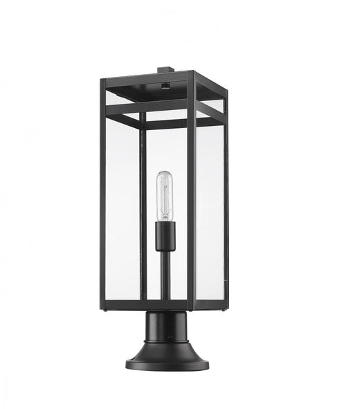 Z-Lite Nuri 1 Light Outdoor Pier Mounted Fixture in Black Finish Model: 596PHBR-553PM-BK