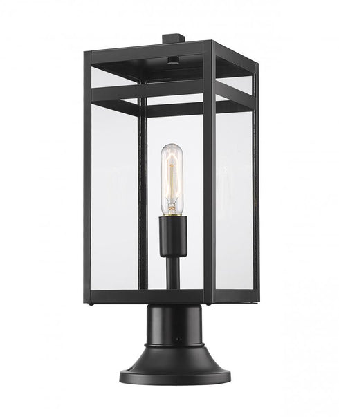 Z-Lite Nuri 1 Light Outdoor Pier Mounted Fixture in Black Finish Model: 596PHMR-553PM-BK