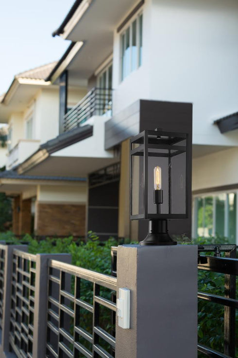 Z-Lite Nuri 1 Light Outdoor Pier Mounted Fixture in Black Finish Model: 596PHMR-553PM-BK