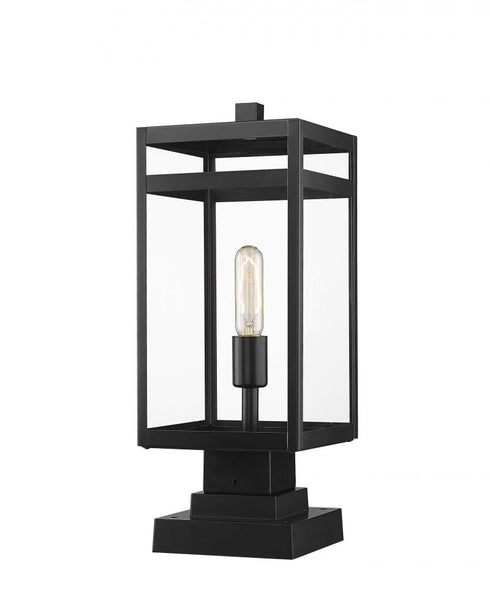Z-Lite Nuri 1 Light Outdoor Pier Mounted Fixture in Black Finish Model: 596PHMS-SQPM-BK