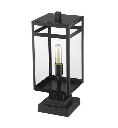 Z-Lite Nuri 1 Light Outdoor Pier Mounted Fixture in Black Finish Model: 596PHMS-SQPM-BK
