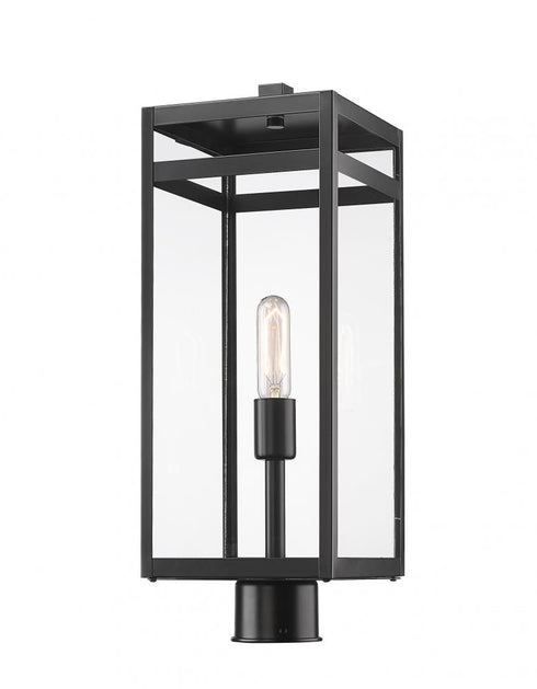 Z-Lite Nuri 1 Light Outdoor Post Mount Fixture in Black Finish Model: 596PHBR-BK