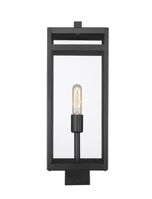 Z-Lite Nuri 1 Light Outdoor Post Mount Fixture in Black Finish Model: 596PHBS-BK