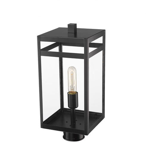 Z-Lite Nuri 1 Light Outdoor Post Mount Fixture in Black Finish Model: 596PHMR-BK