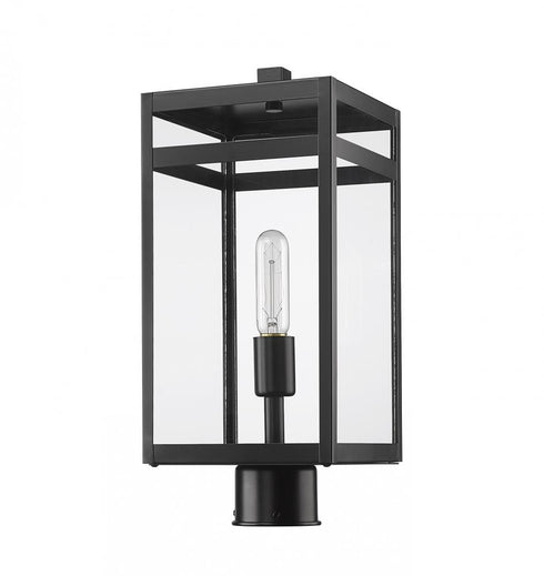 Z-Lite Nuri 1 Light Outdoor Post Mount Fixture in Black Finish Model: 596PHMR-BK